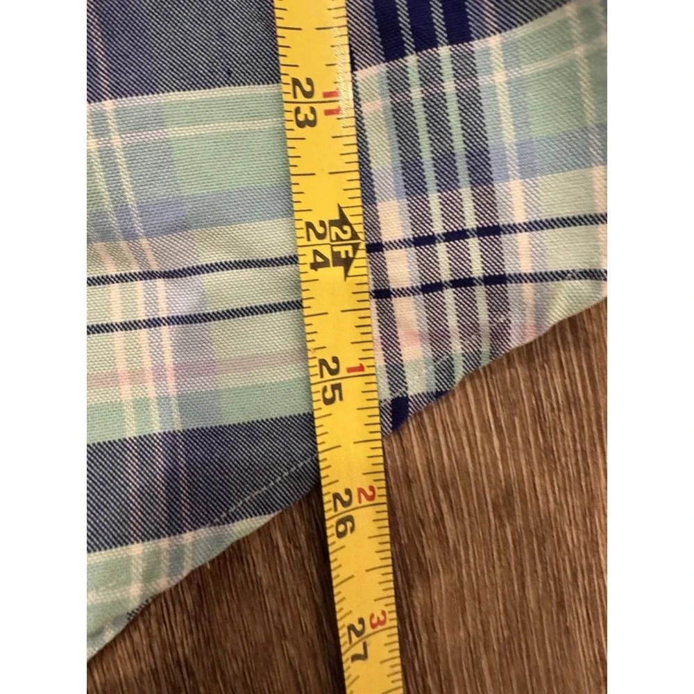 Ralph Lauren Men's Medium‎ Teal Blue Plaid Tartan Button Up